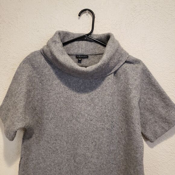 Theory Med Oversize Wool Hombre Gray Black Dress Turtleneck Adelina Nottingham - Picture 12 of 13